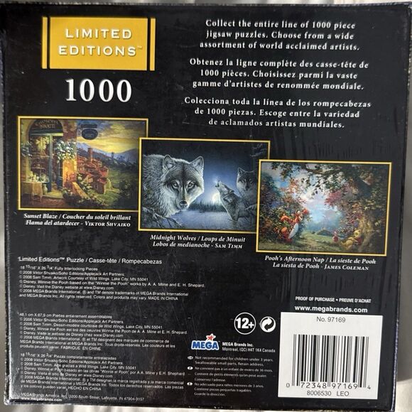"Midnight Wolves" 1000 Piece Puzzle Sam Timm Mega Brand Limited Edition New - Picture 2 of 5